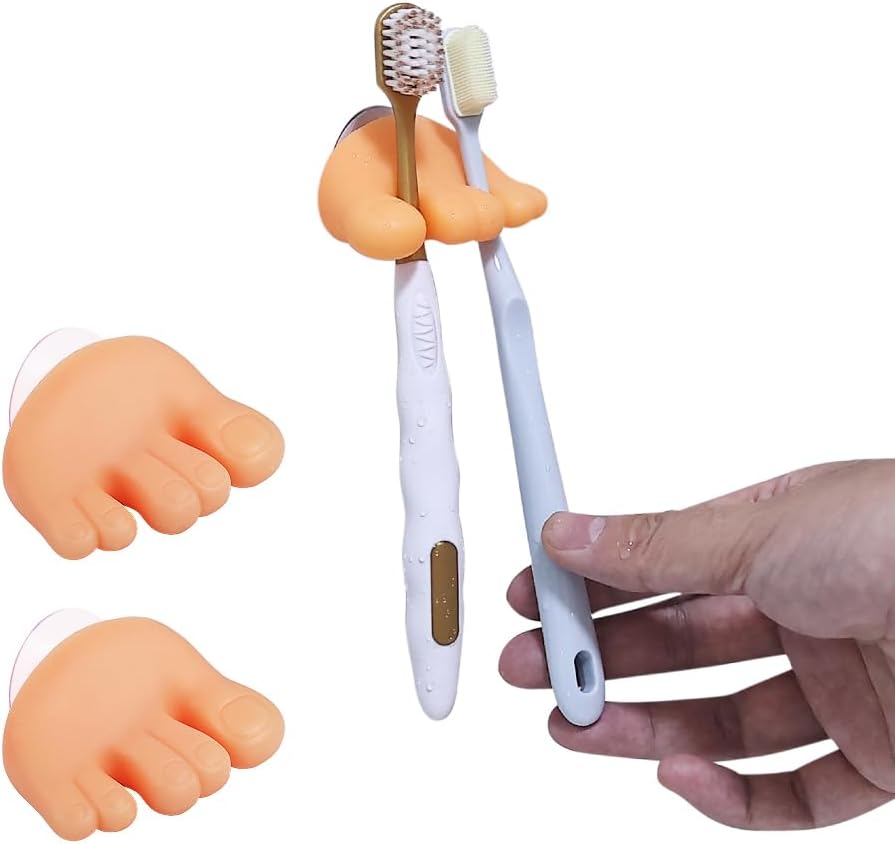Cute Self-Adhesive Toe Shaped Toothbrush Holder Organizer