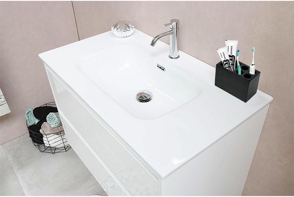 Bathovati Black Toothbrush Holder for Bathroom Marble Organizer