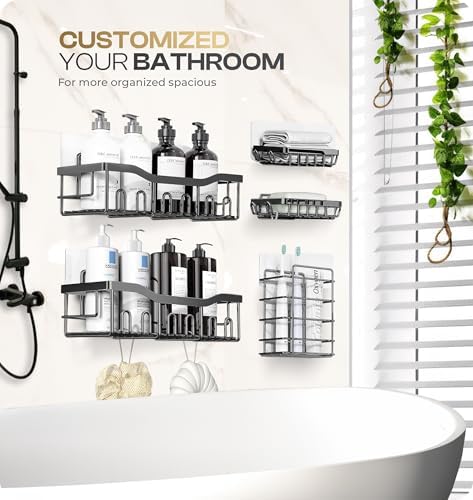 Luxury stainless steel shower caddy set for bathroom organization