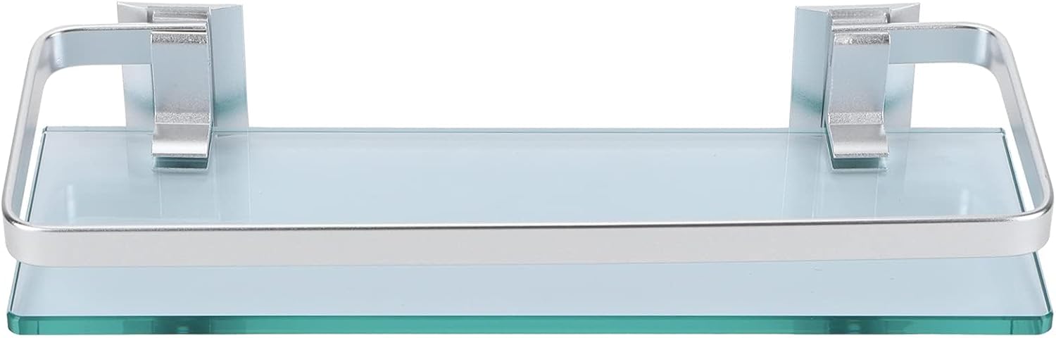Aluminum Shower Shelf with Thick Glass Organizer for Bathroom