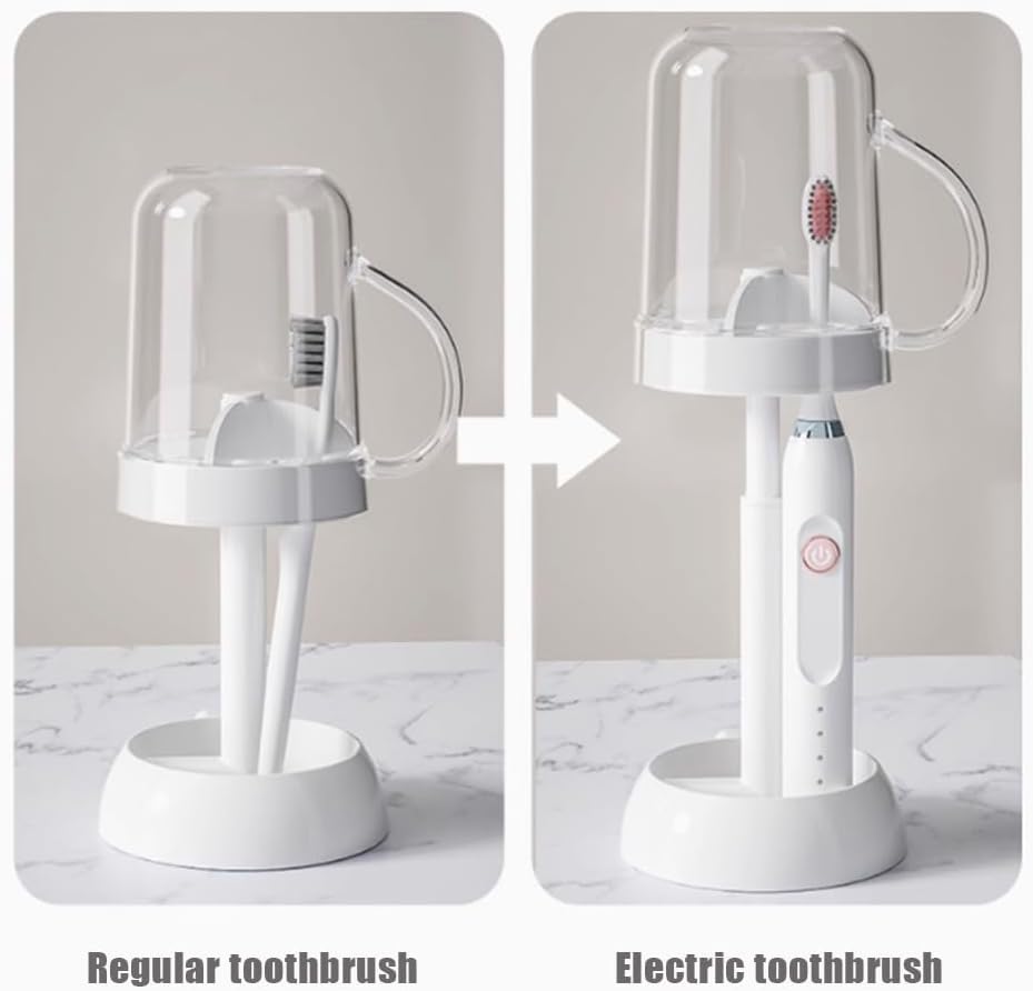 Iosjeude Toothbrush Holder with Cover 3 Slots Electric