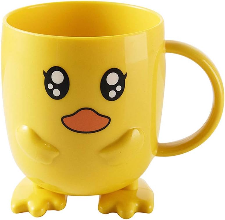 Unbreakable Toothbrush Toothpaste Holder 340ml Cartoon Duck Tumbler with Cup for Kids
