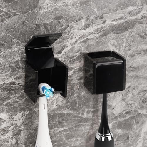 2PCS Wall-Mounted Self-Adhesive Toothbrush Holder Black