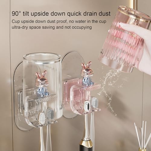 Efficient Wall Toothbrush Mouthwash Bracket Pink