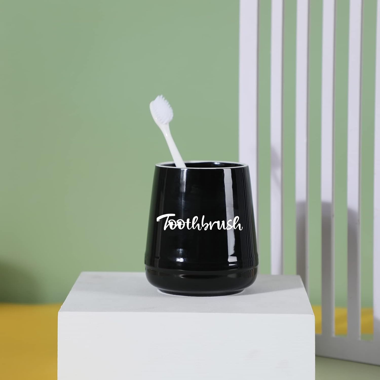 LEETOOYI Porcelain Toothbrush Holder Black