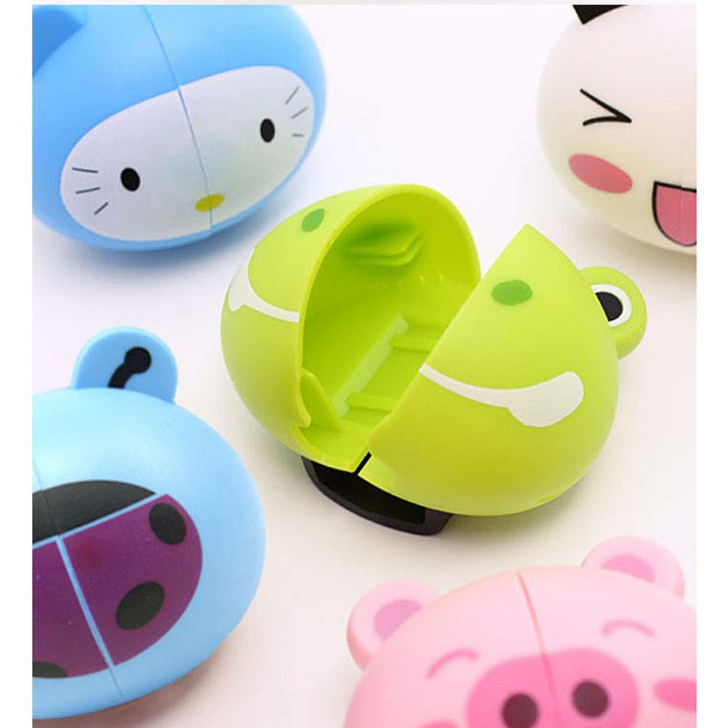 Cartoon Animal Toothbrush Holder with Suction Cups for Kids