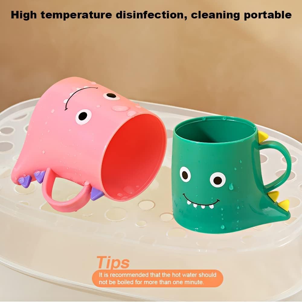 Dinosaur-Themed Toothbrush Mouthwash Holders for Kids - 2-Pack