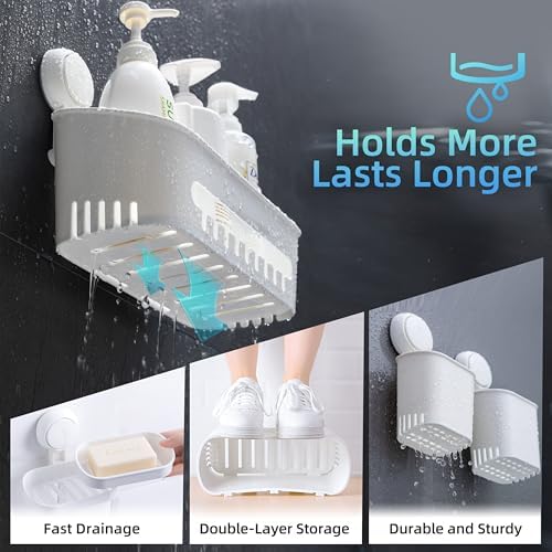 3-Pack Suction Cup Shower Organizer Set