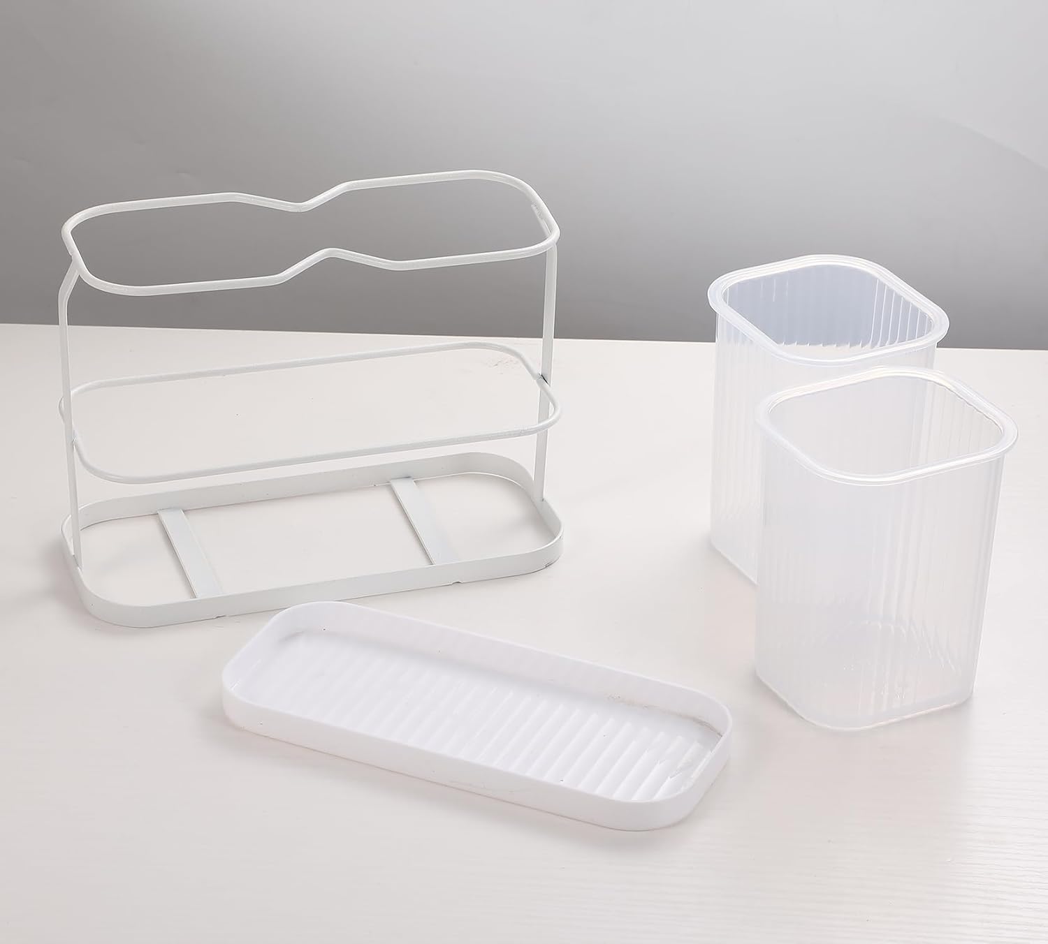 IKWZ Toothbrush Holder with 2 Cups and Drip Tray