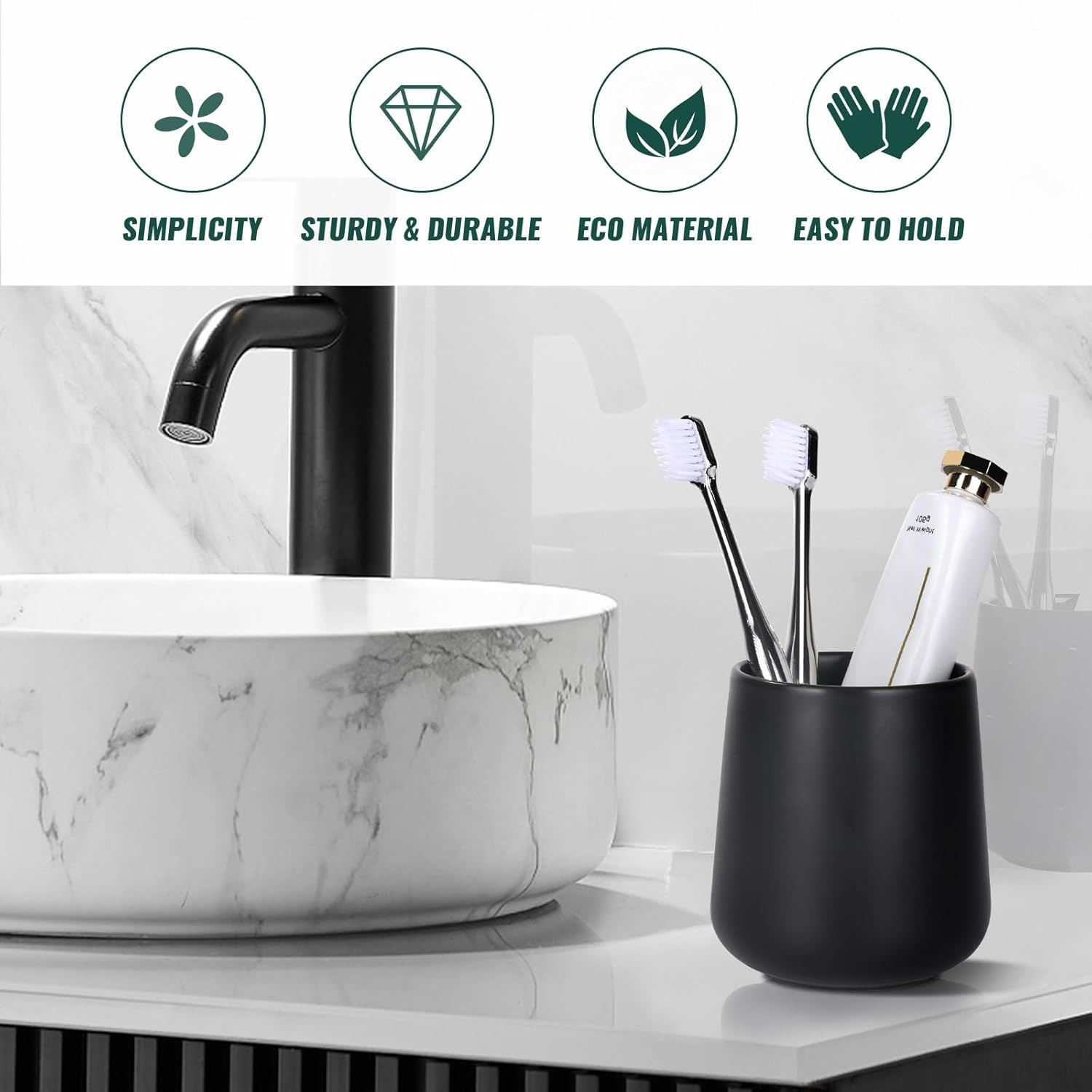 Sturdy Ceramic Toothbrush Holder for Bathroom More