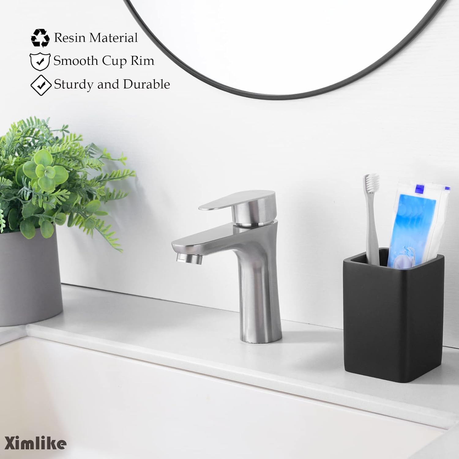 Matte Black Tumbler Cup for Bathroom Toothbrush Holder