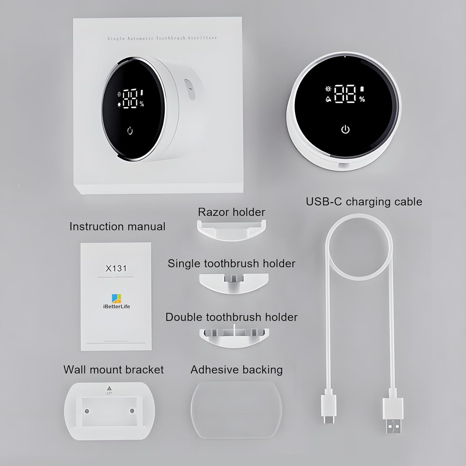 Compact Wall-Mounted Toothbrush Razor Holder with Smart Sensors