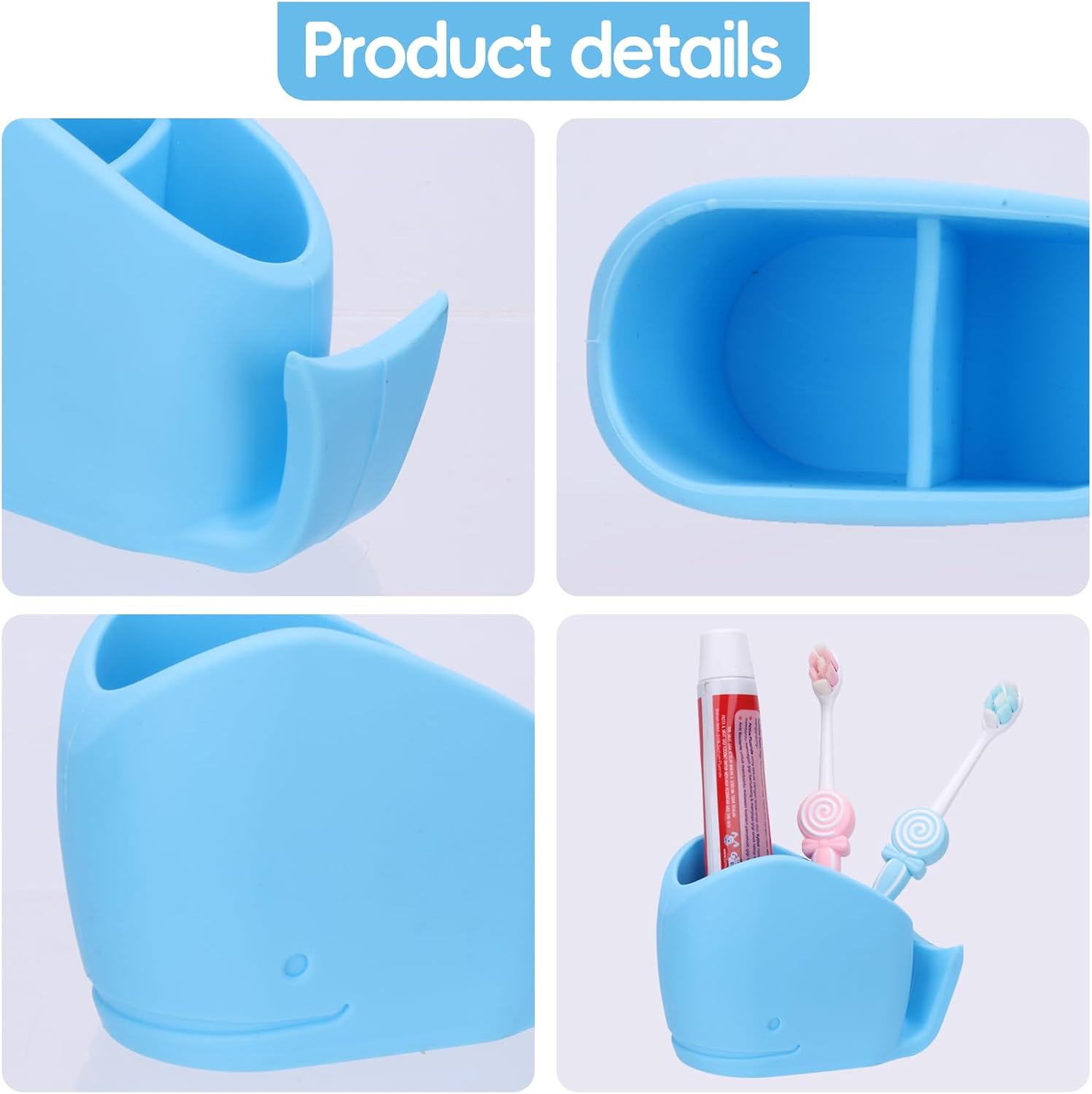 2Pcs Cute Kids Whale Toothbrush Holder