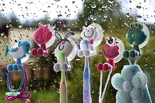 Bolica Cute Cartoon Animal Toothbrush Holder Suction Cup 6 Piece Set