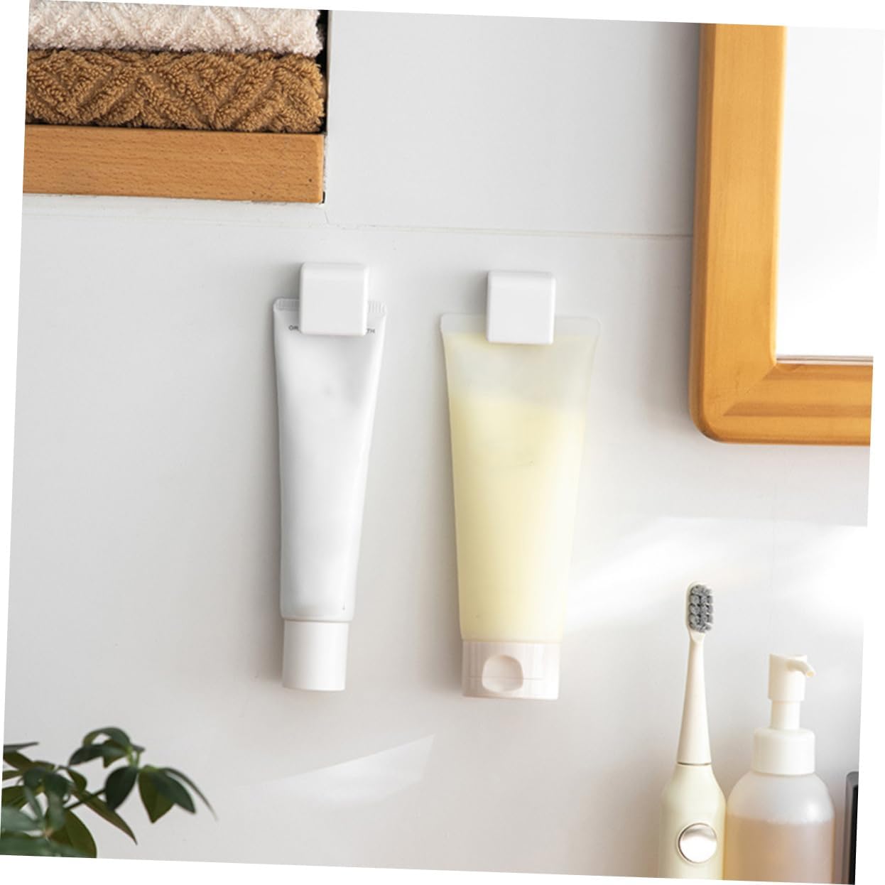 4pcs Wall Clips for Bathroom Toothpaste Holder and Toothbrush Stand