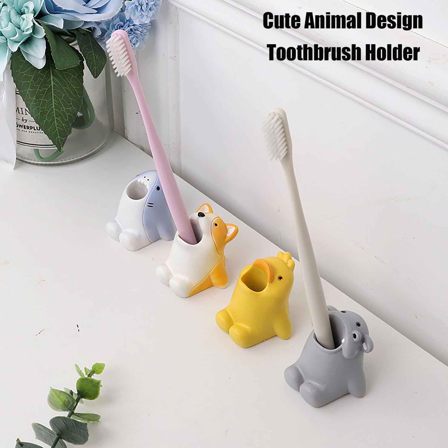 4PCS Cute Animal Toothbrush Holder Funny Pen and Makeup Brush Storage