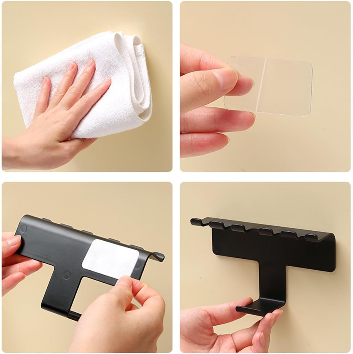 Two-Piece Self-Adhesive Plastic Toothbrush Holders