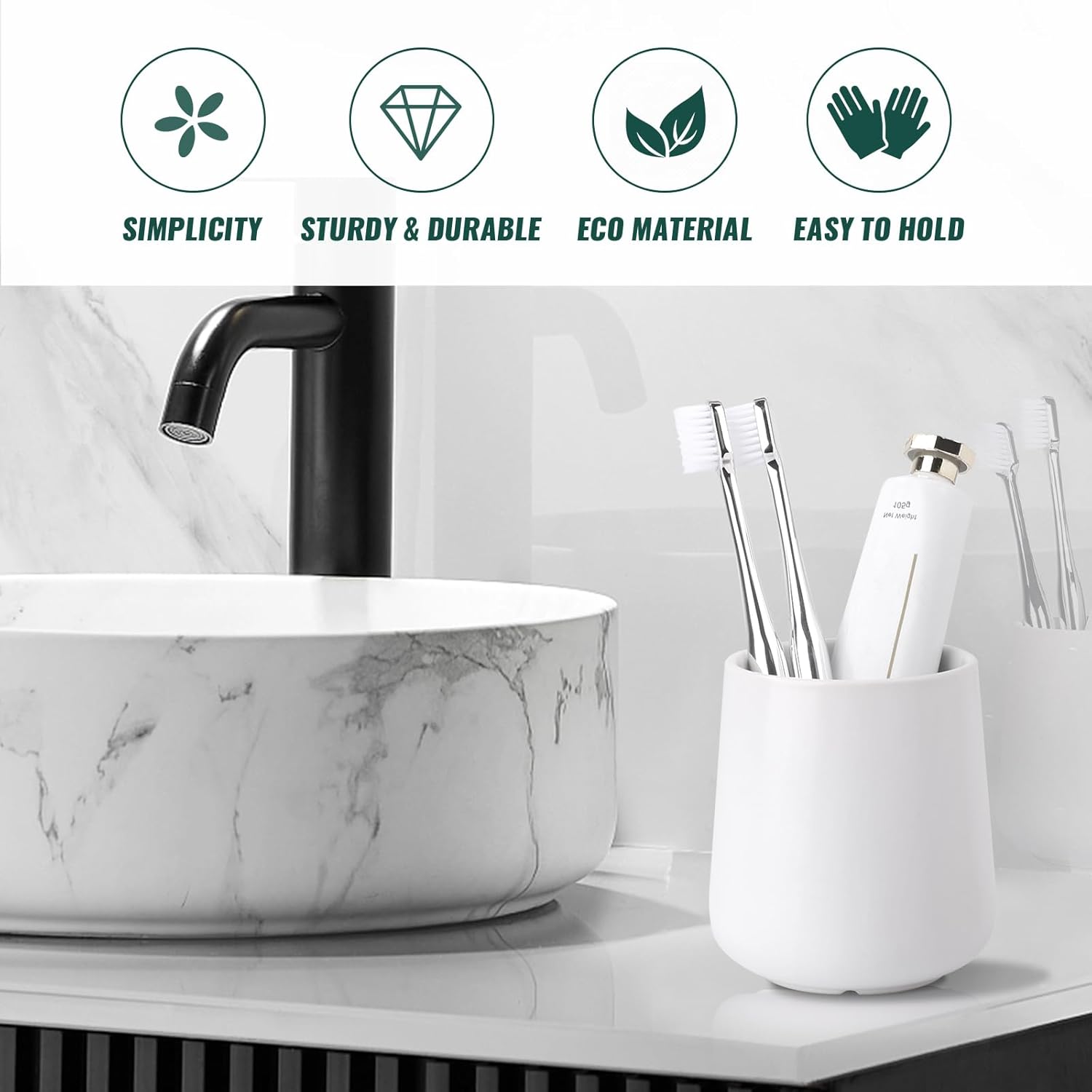 BosilunLife Ceramic Toothbrush Holder 13Oz White