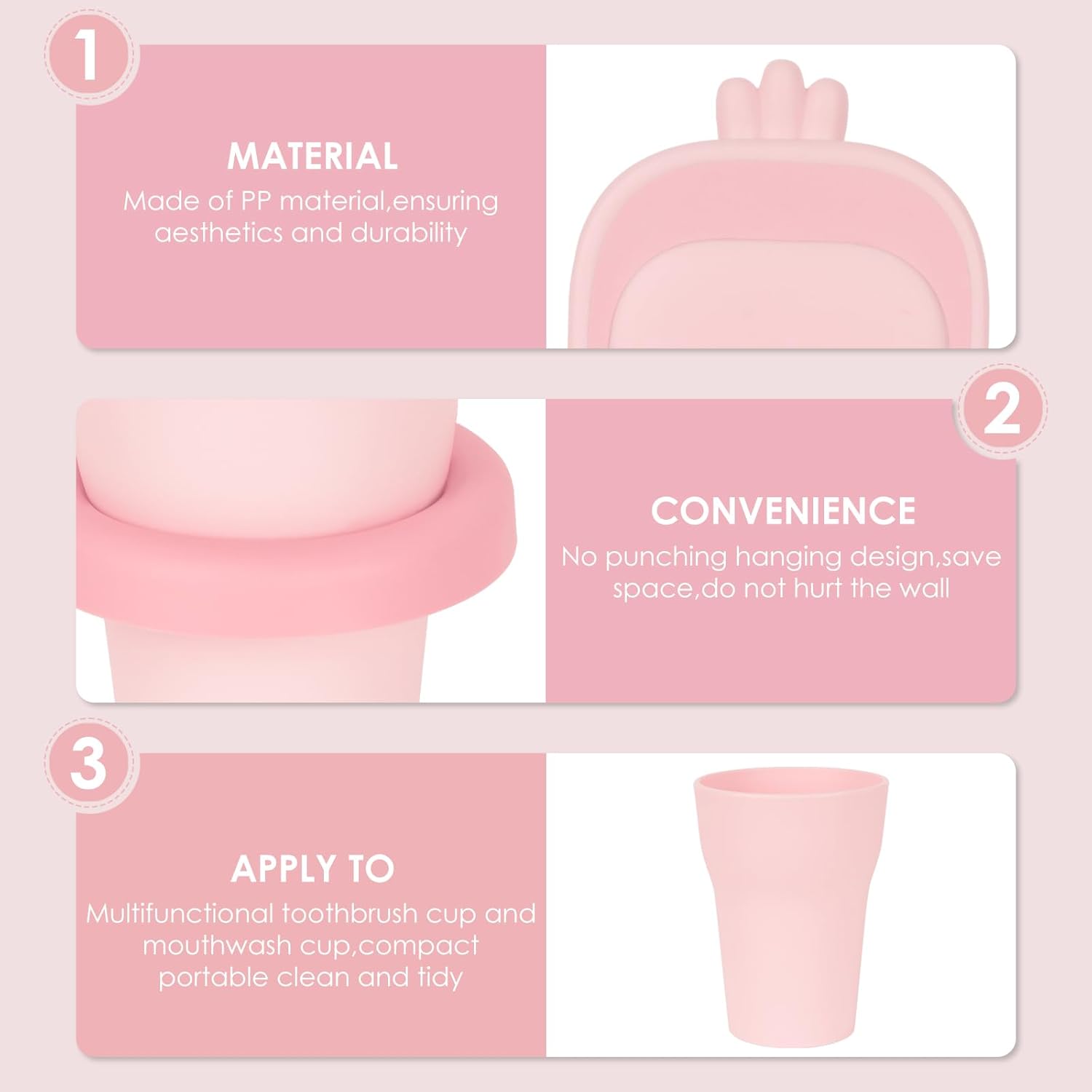 Durable Pink Toothbrush Holder WallsMounted