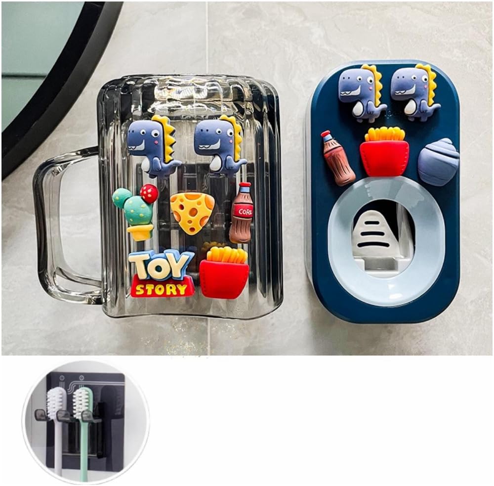 Dinosaur-Themed Automatic Toothpaste Dispenser Set for Kids