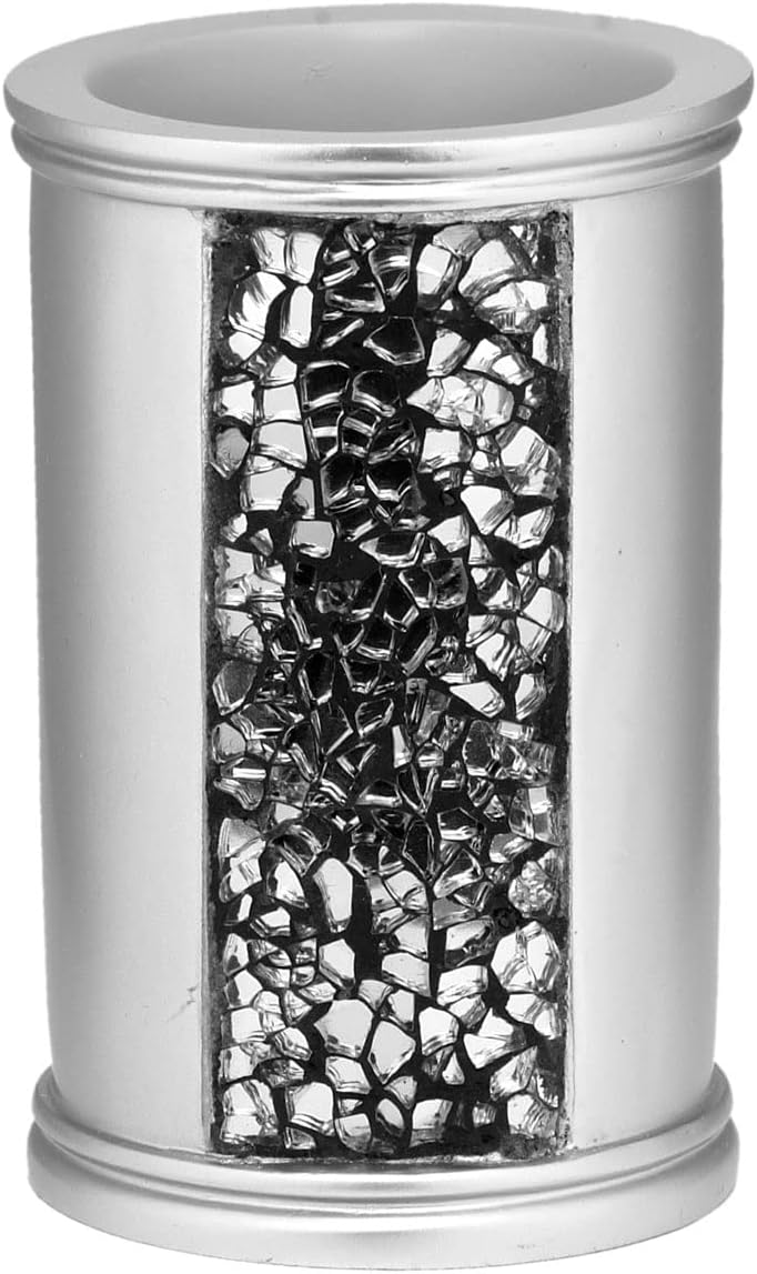 Zahari Home Sinatra Bath Tumbler Toothbrush Toothpaste Holder - Silver