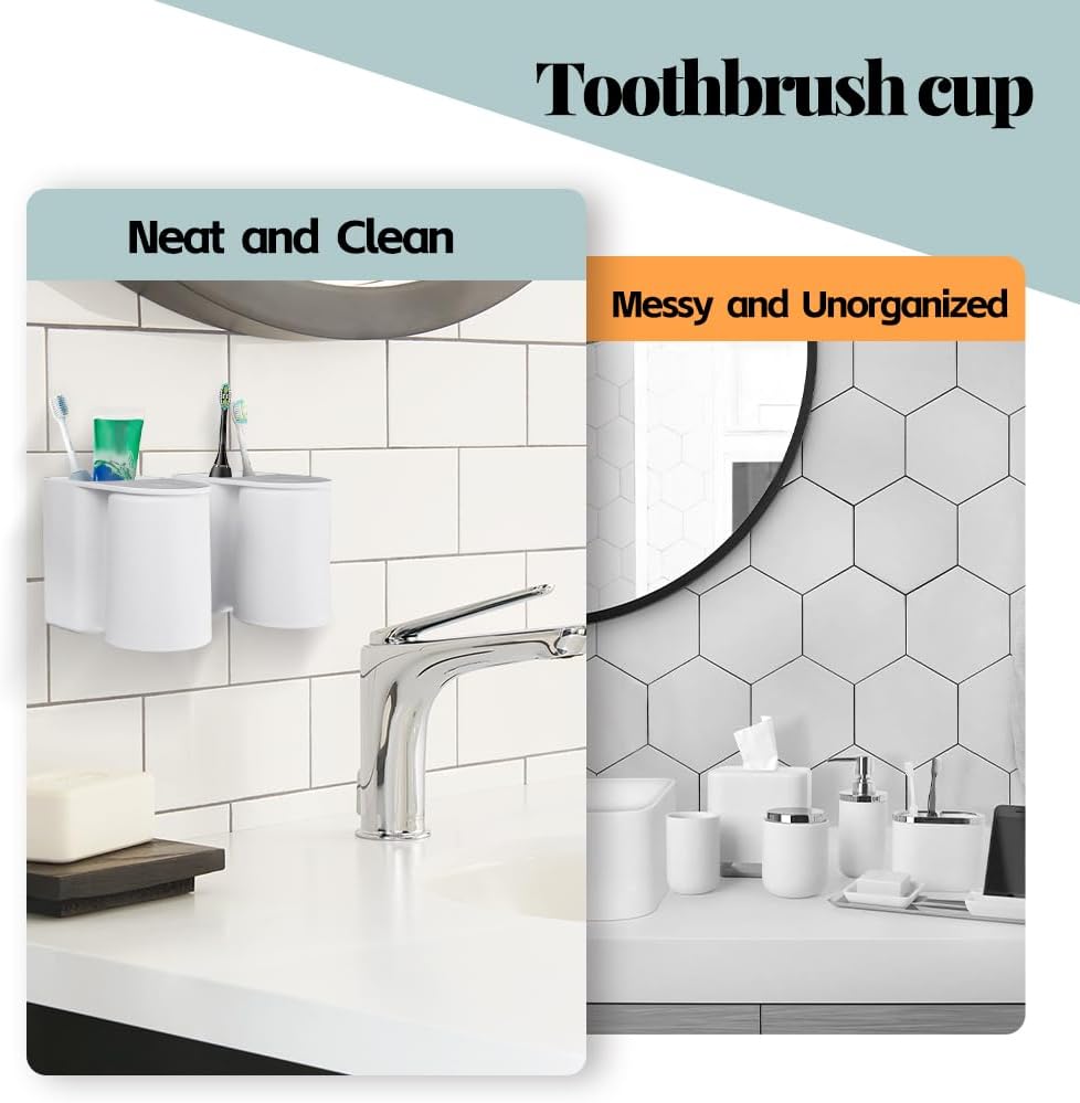 Perfect Space-Saving 3-Piece Magnetic Wall-Mounted Toothbrush Holder