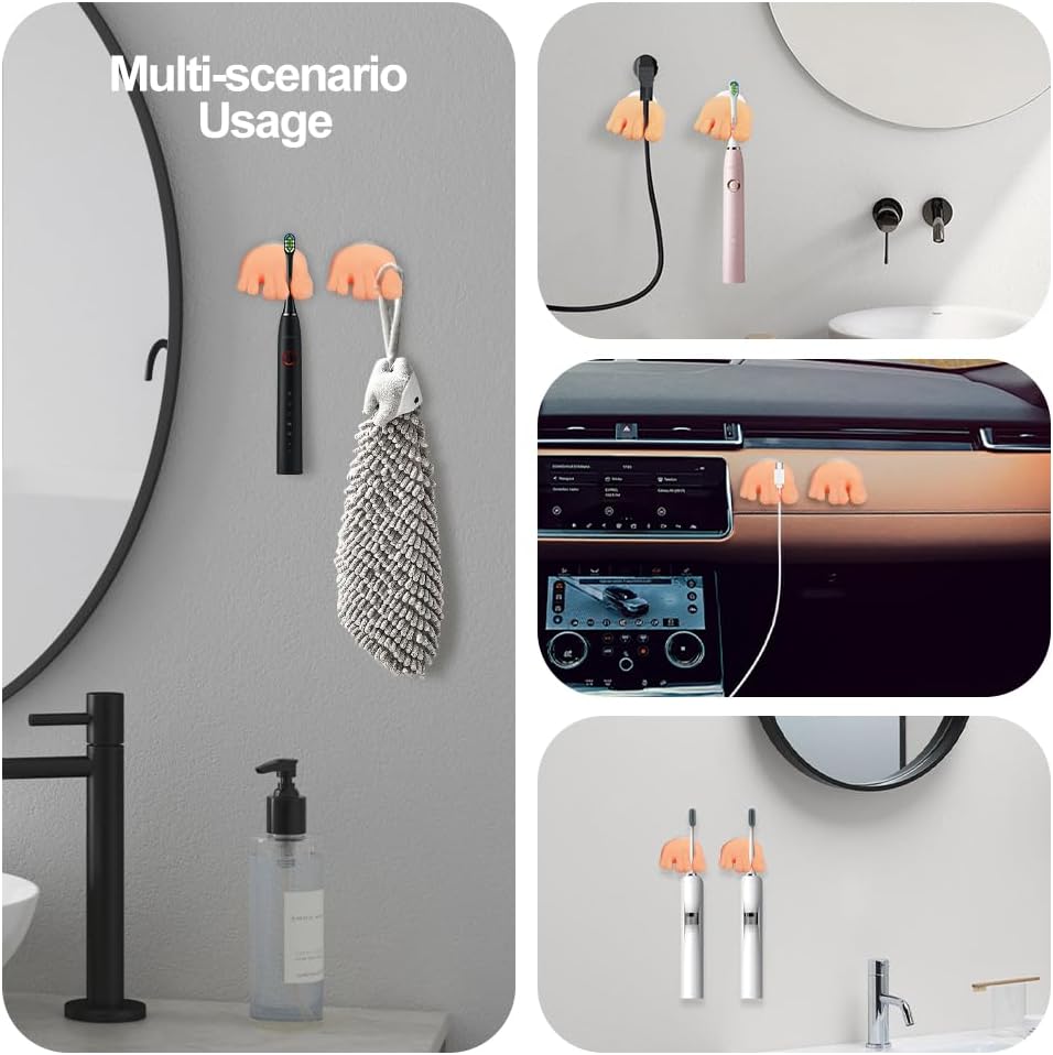 Cute Self-Adhesive Toe Shaped Toothbrush Holder Organizer