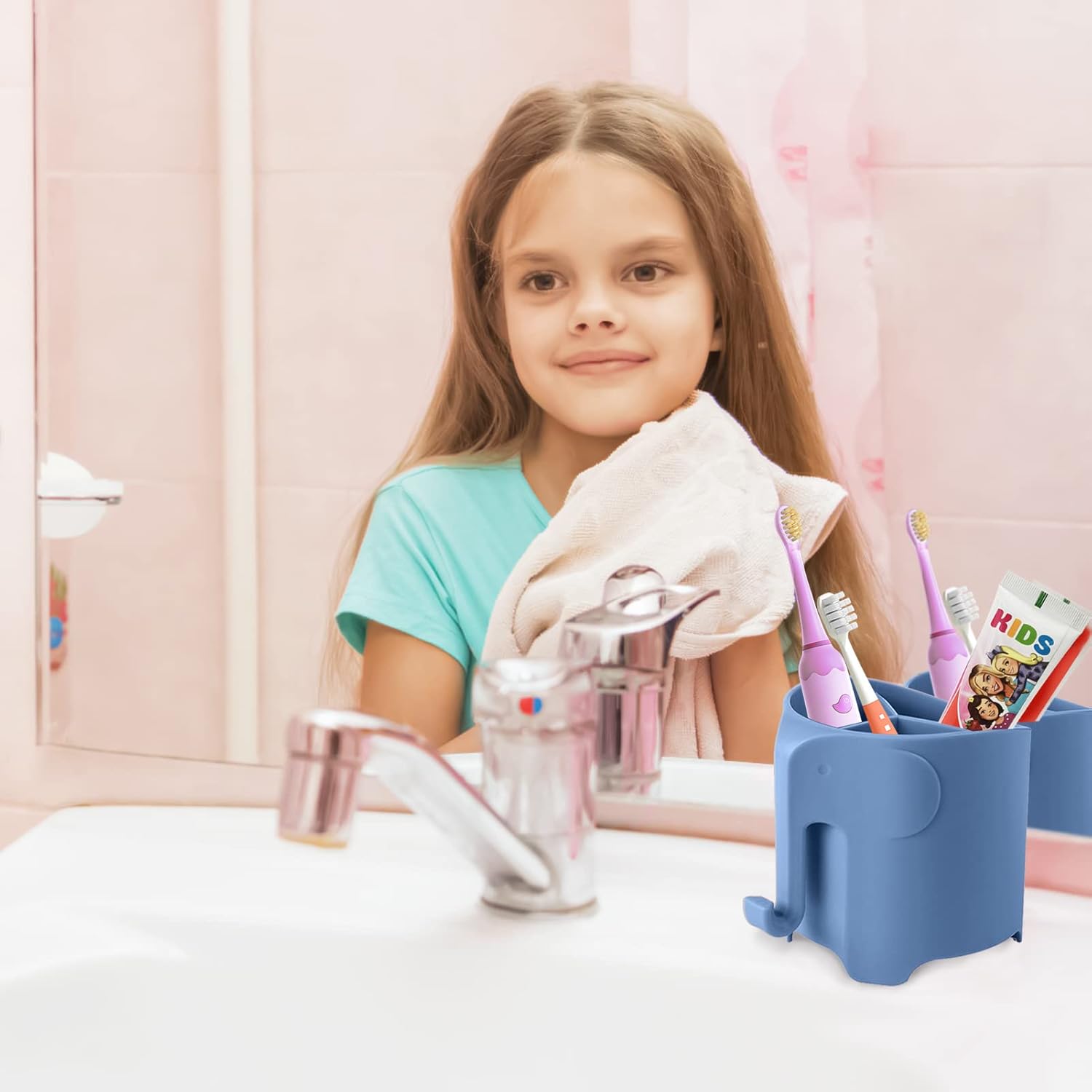 RyanLemon Elephant Toothbrush Holder for Toddler suction cup