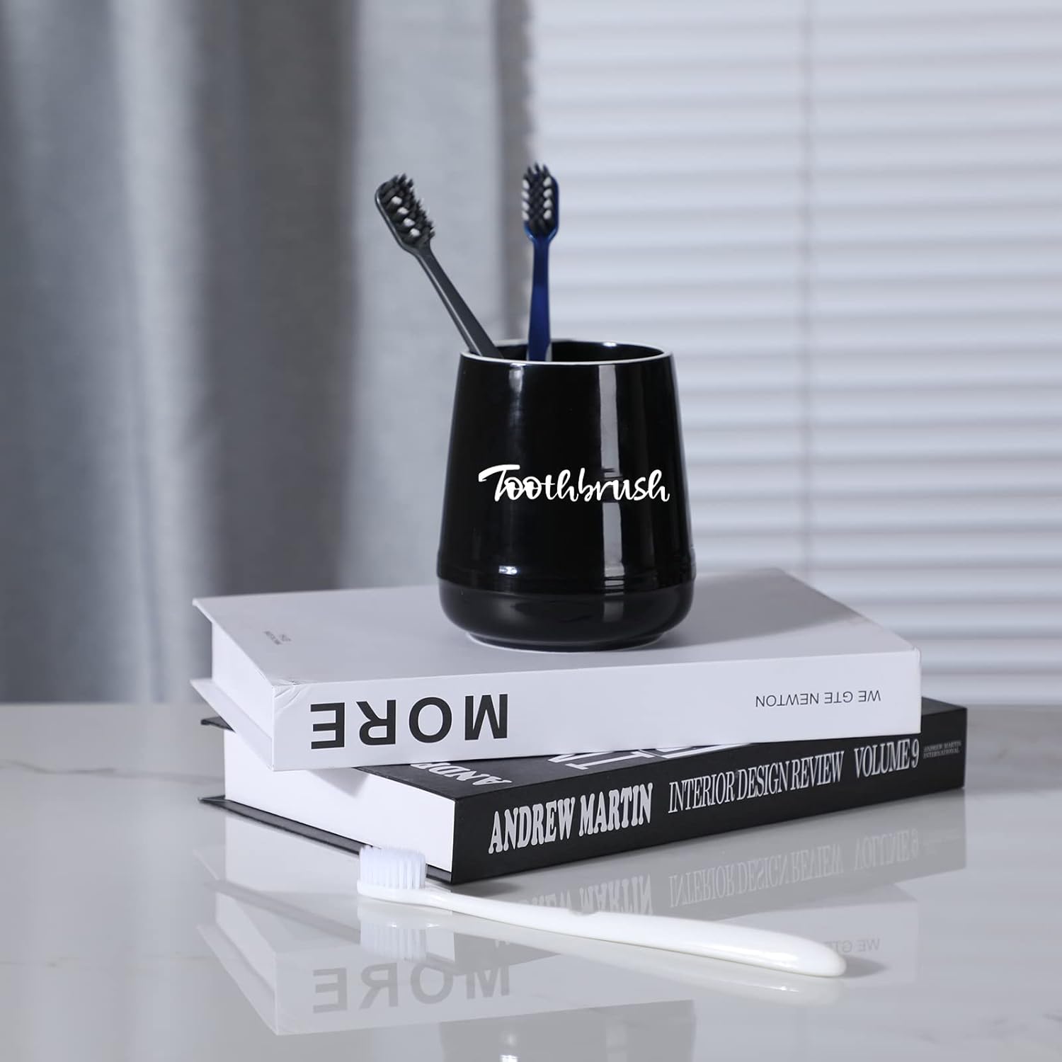 LEETOOYI Porcelain Toothbrush Holder Black