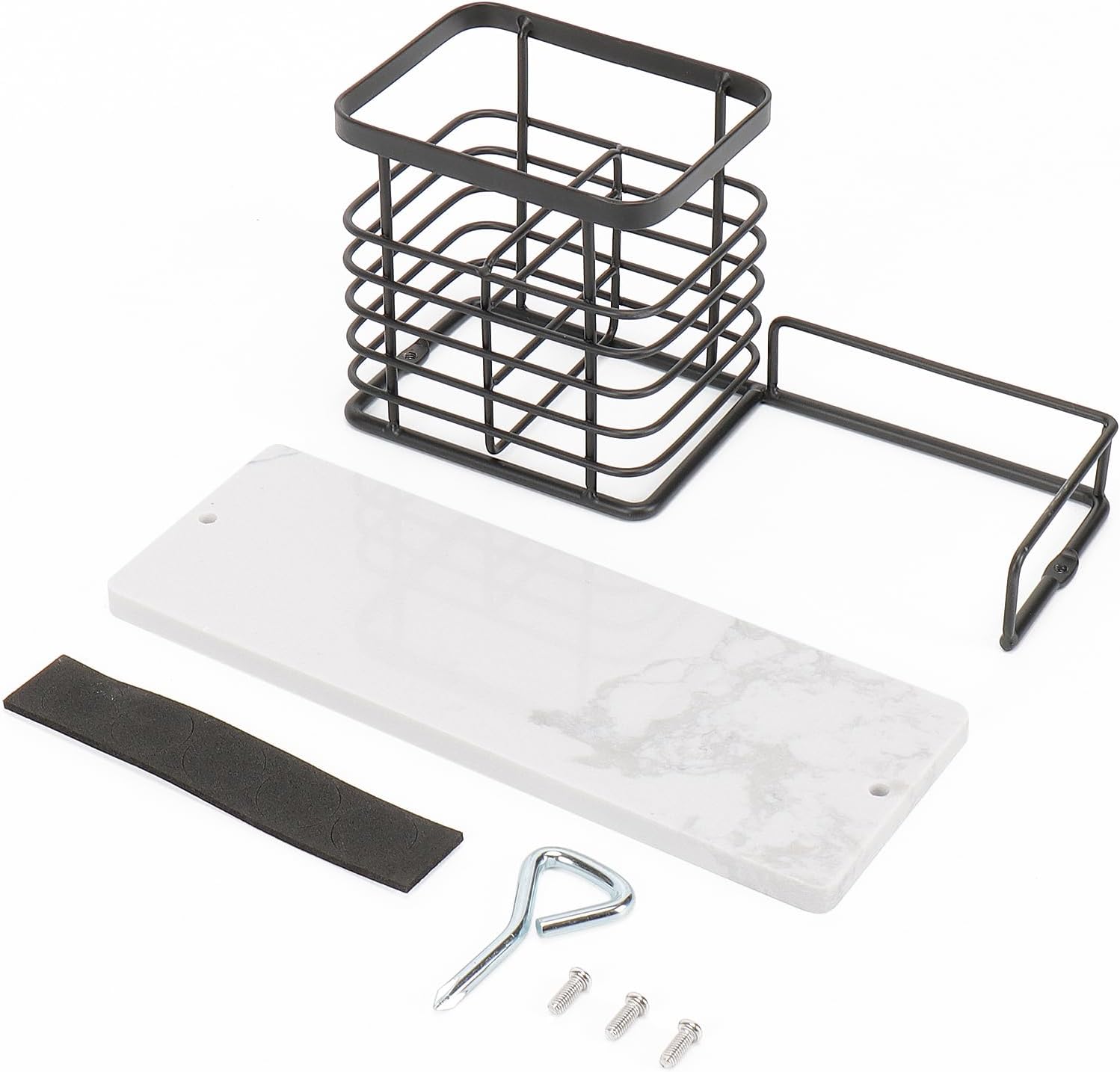 Luxurious Metal Toothbrush Holder with Marble Base
