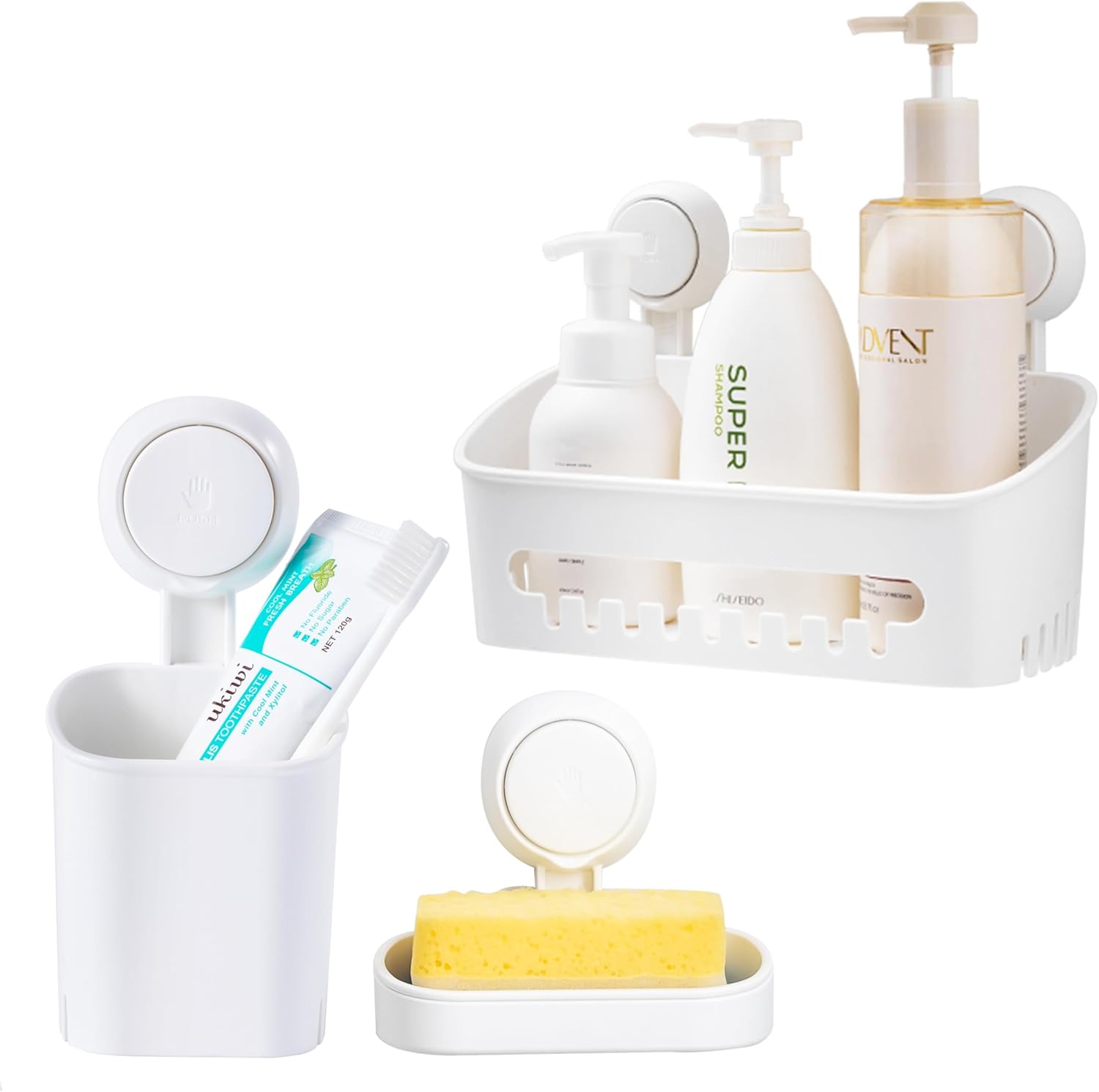 3-Pack Suction Cup Shower Organizer Set