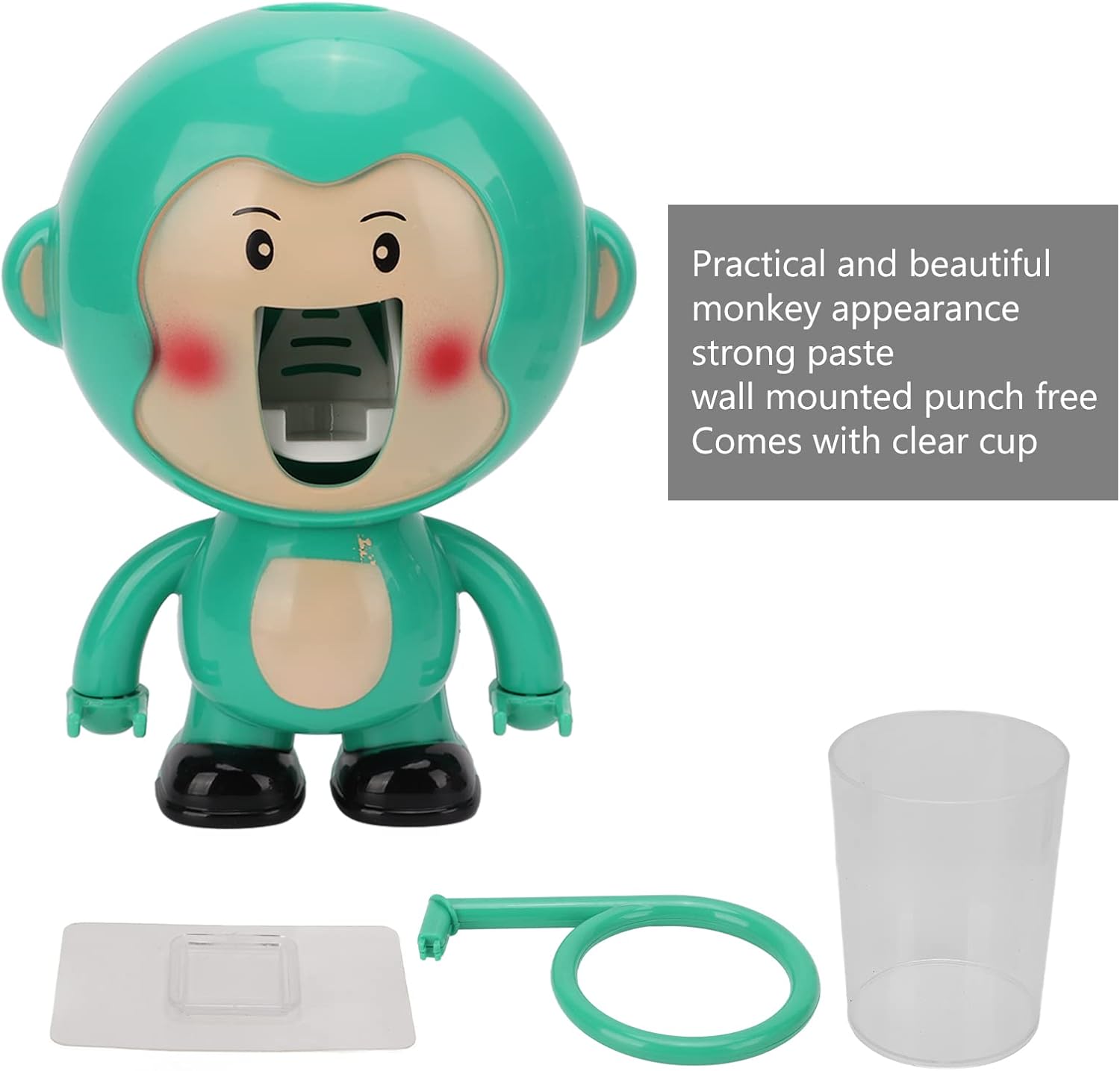 Cutesy Cartoon Monkey Toothbrush Holder Wall-Mounted for Kids