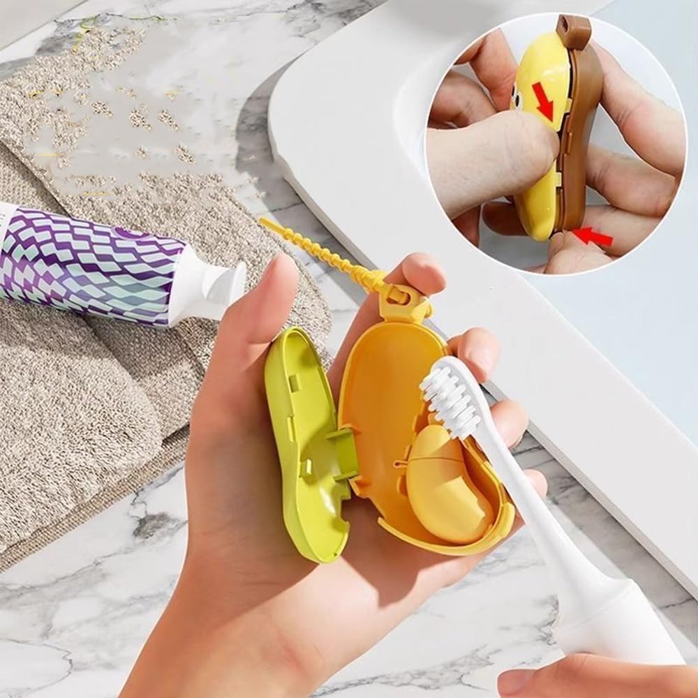 Banana-Theme Toothbrush Cover with Dispenser