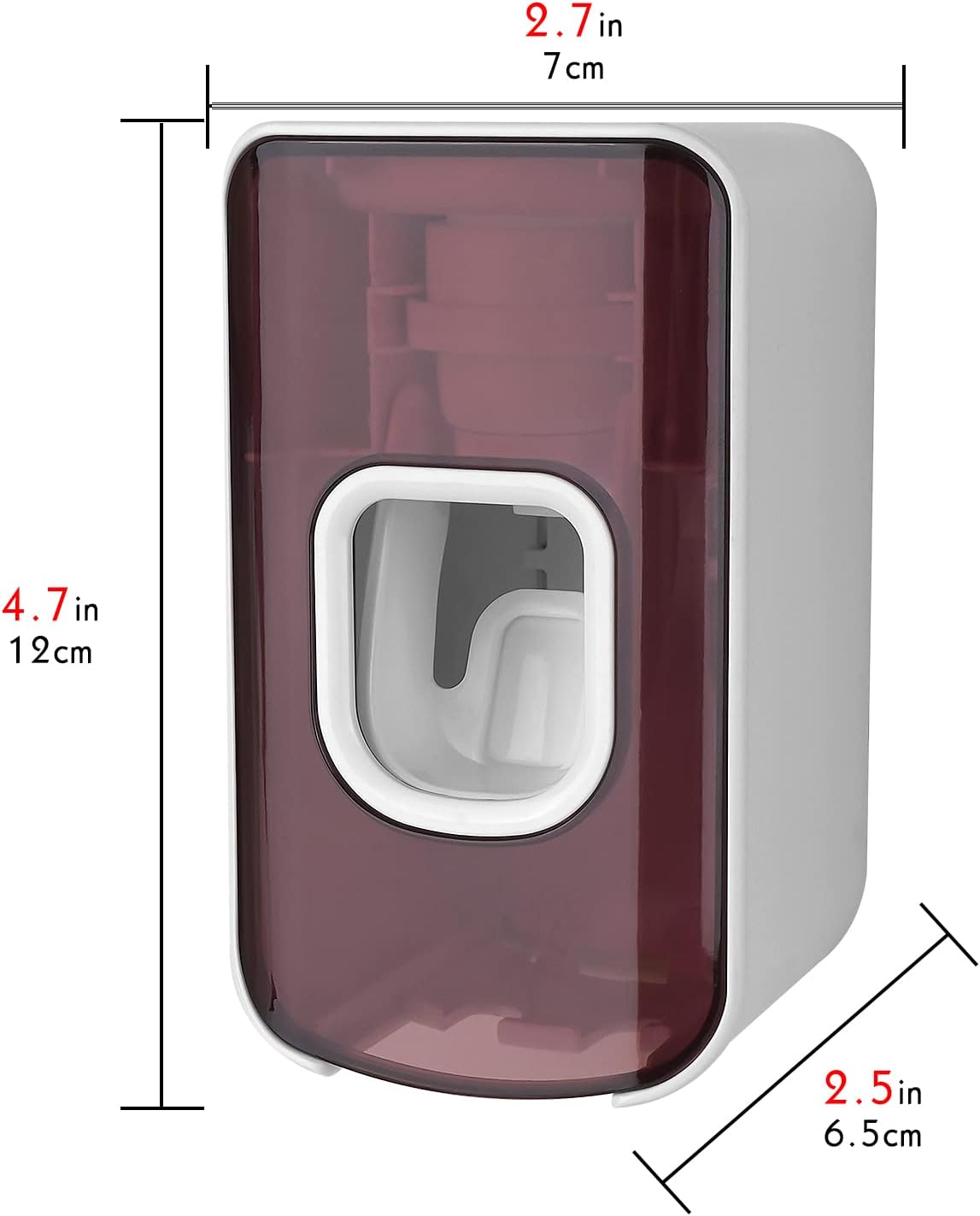 2 Slot Toothbrush Holder and Toothpaste Dispenser Wall Mounted Red