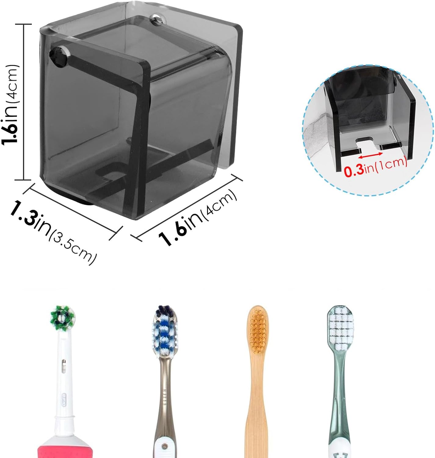 2 Pack Wall Mounted Toothbrush Holder with Cover