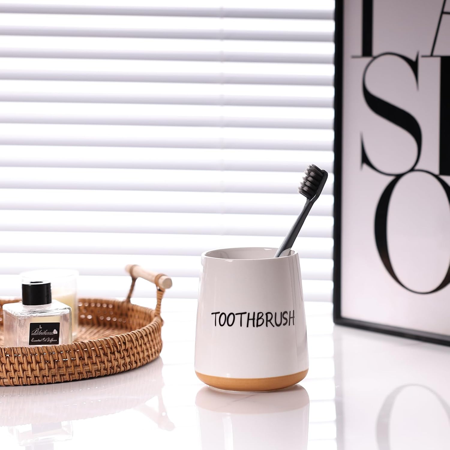 Elegant Ceramic Toothbrush Holder for Home Kitchen