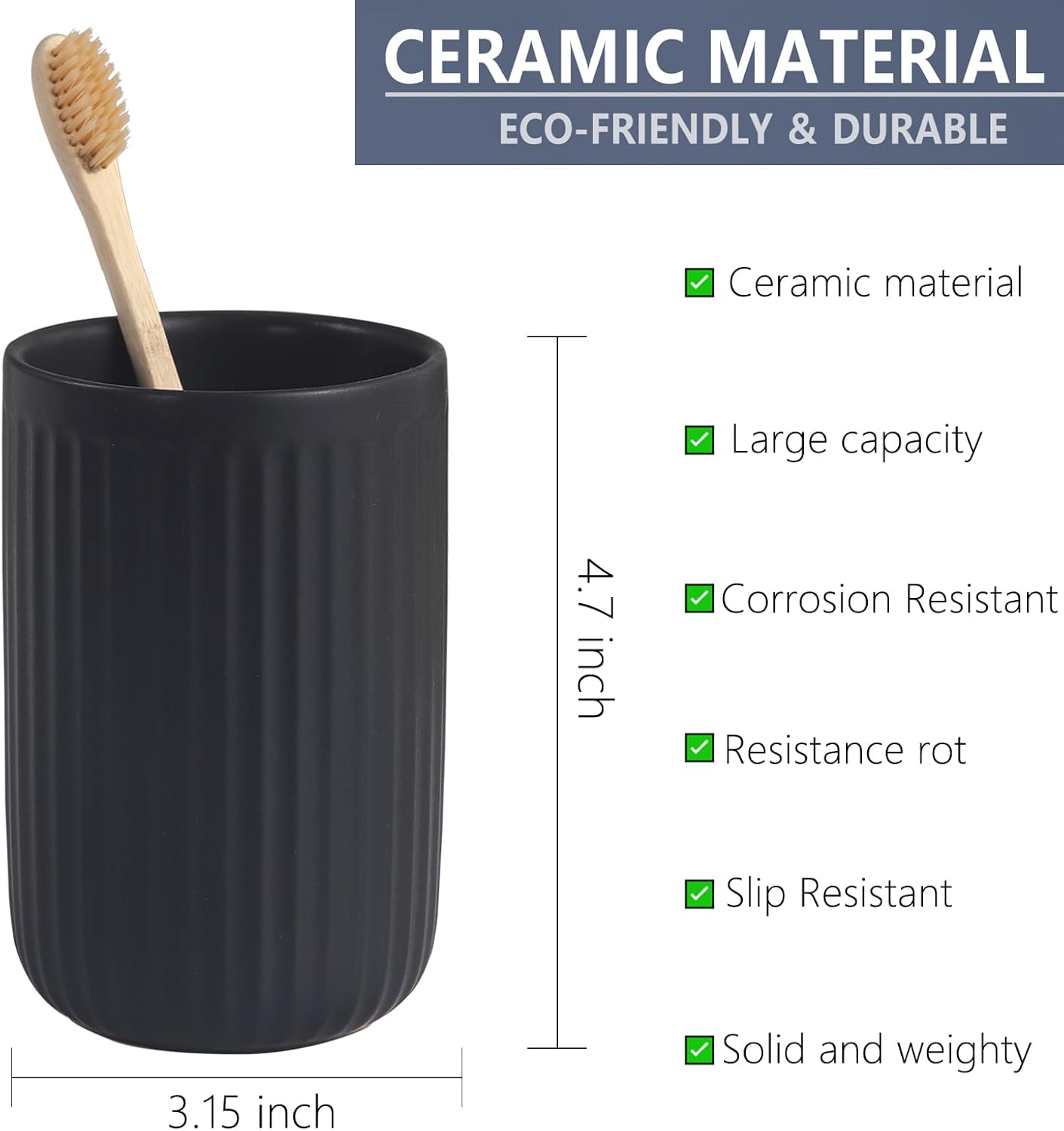 Matte Black Ceramic Toothbrush Holder Set