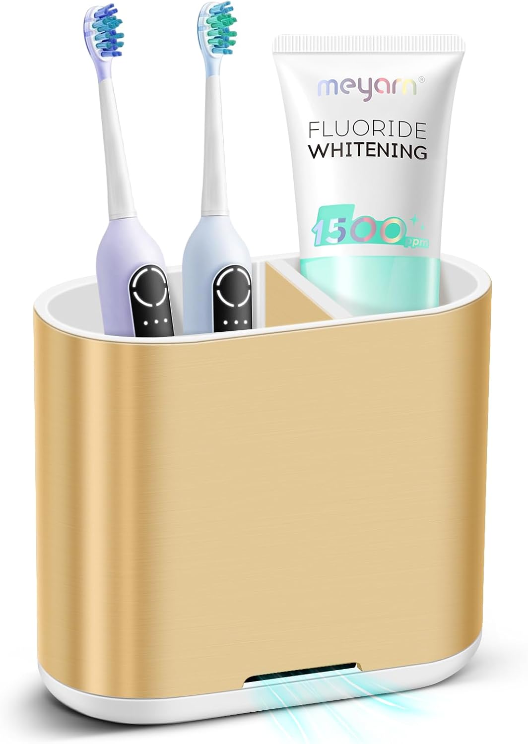 Chintu Detachable Toothbrush Toothpaste Holder w Divider Gold