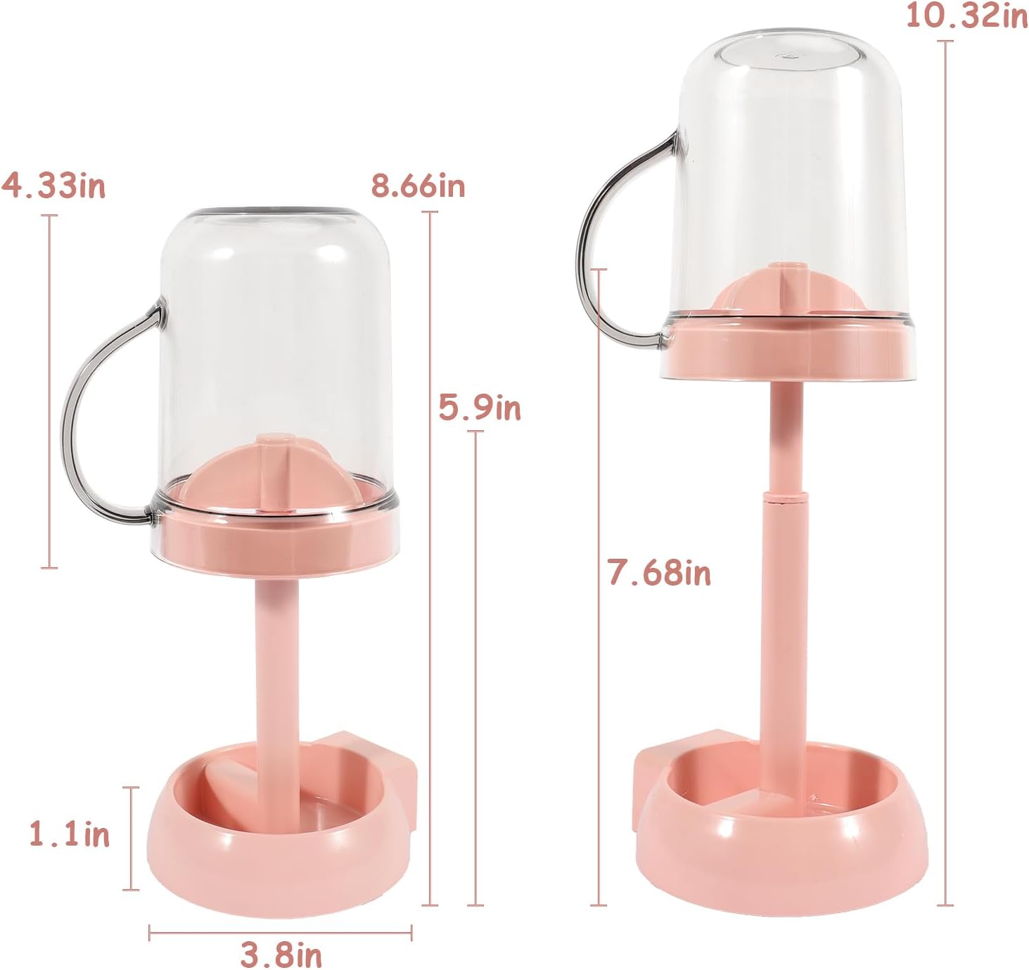 Raydejin Smart Toothbrush Holder with Cup for Bathroom Pink