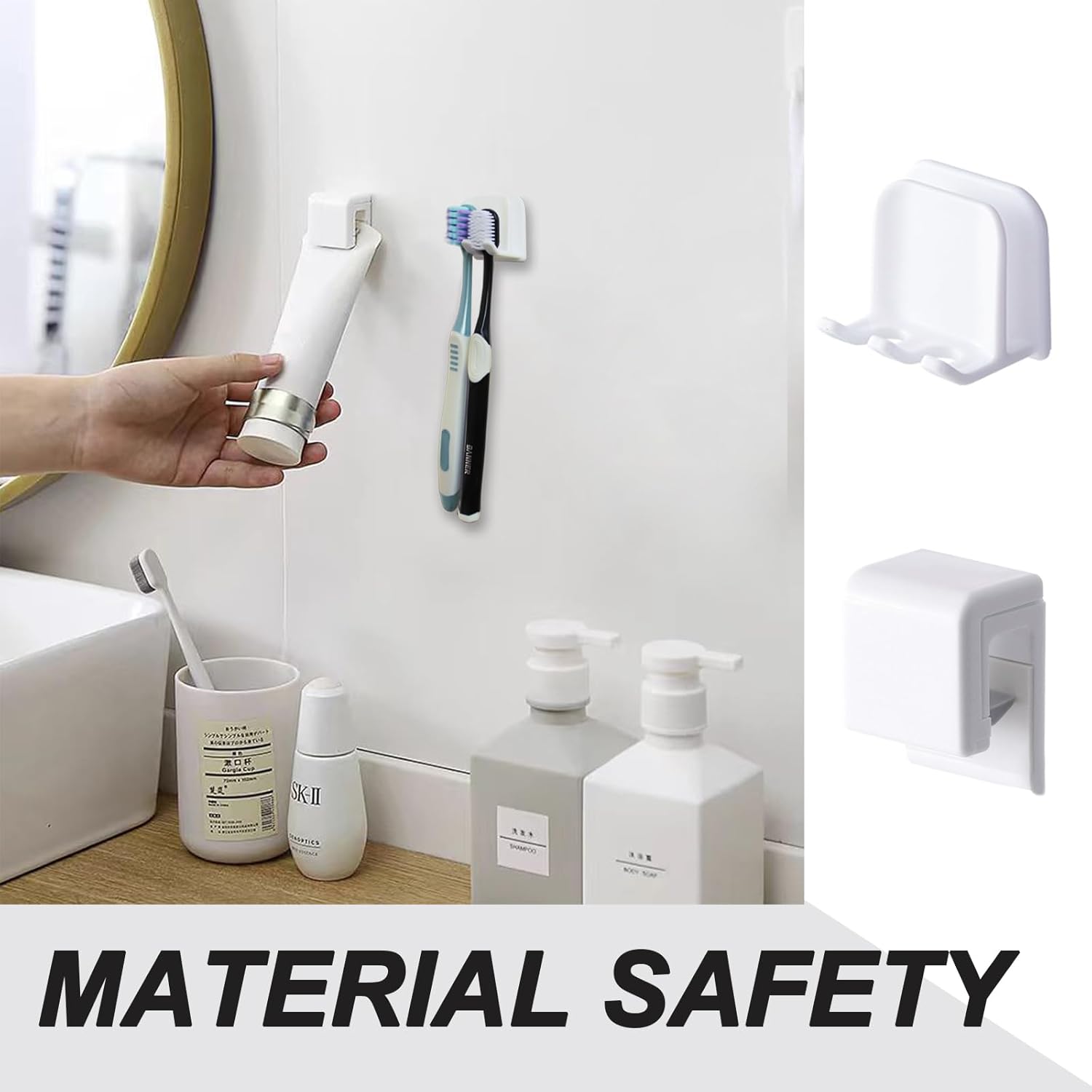 2-Pack White Toothbrush and Toothpaste Holders