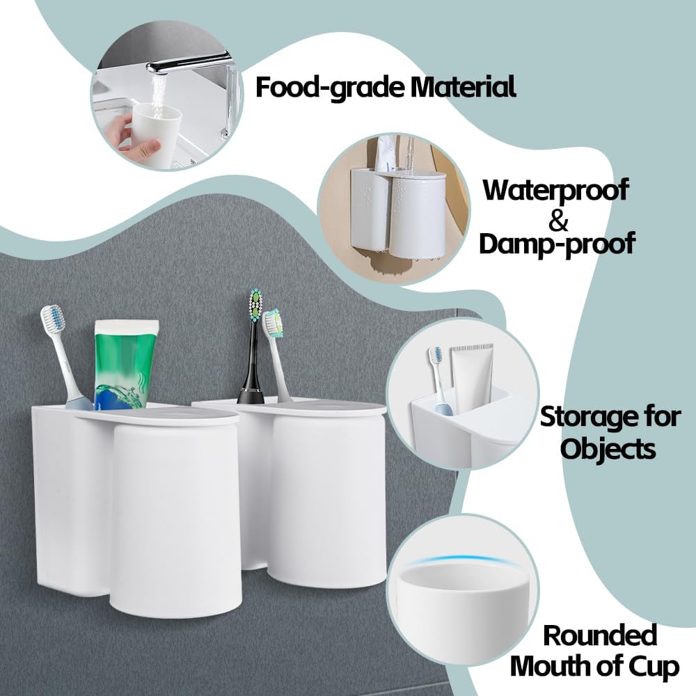 Perfect Space-Saving 3-Piece Magnetic Wall-Mounted Toothbrush Holder