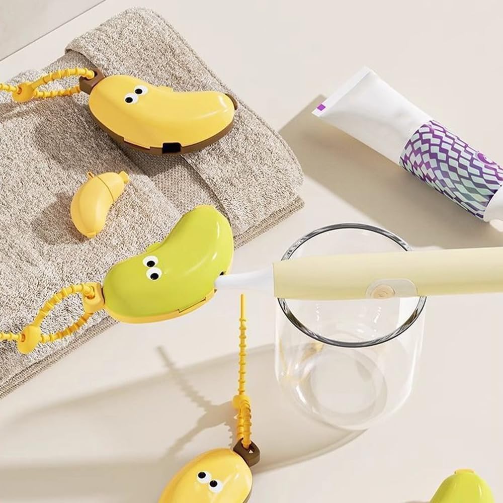 Banana-Theme Toothbrush Cover with Dispenser