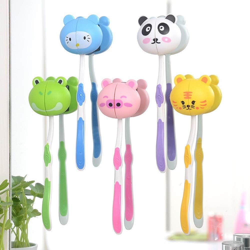 Adorable Animal Toothbrush Holder 5 Pcs Wall Mount