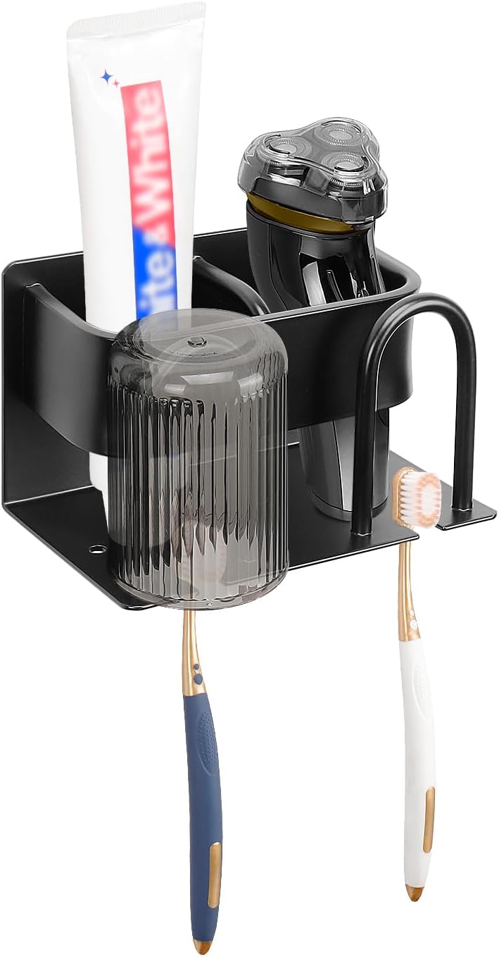 HarJue Adhesive Wall Toothbrush and Oral Care Organizer