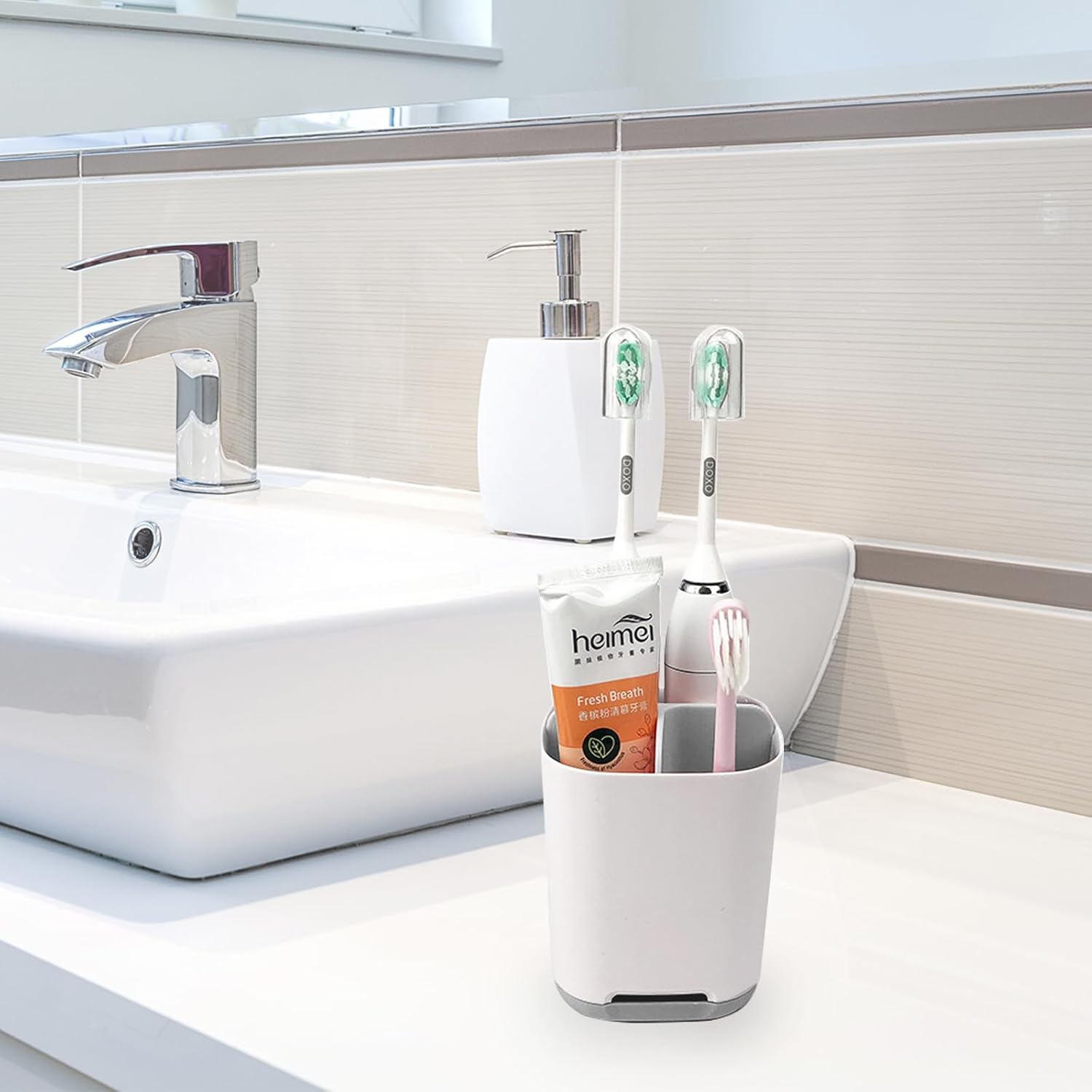 3 Slot Toothbrush Organizer With Detachable Dividers