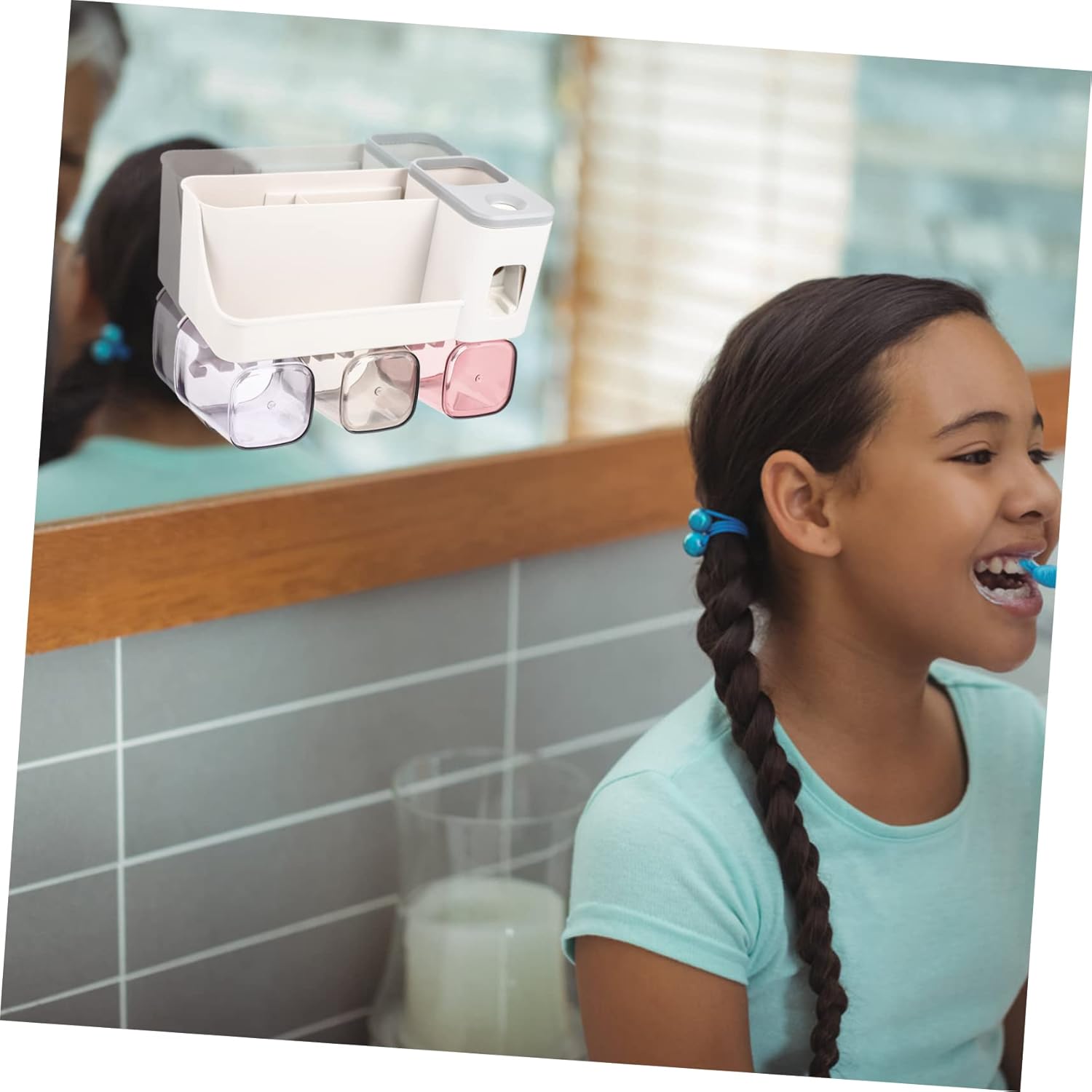 ABOOFAN Toothbrush Holder Bathroom Storage Shelf 238X18CM Light Grey