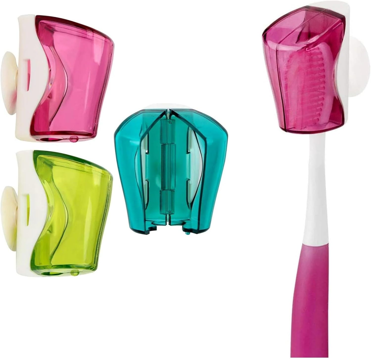 Toothbrush Holder Case with Suction Cup Green