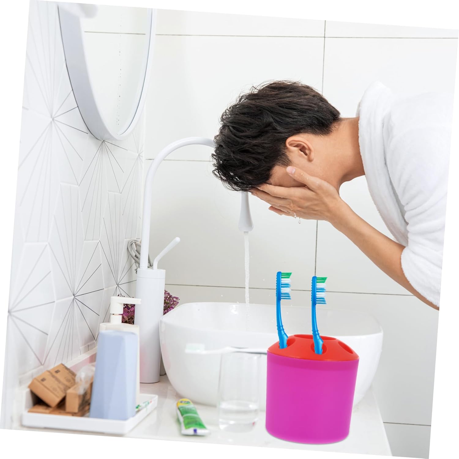 LIFKICH Bathroom Shelf Organizer Toothbrush Cup