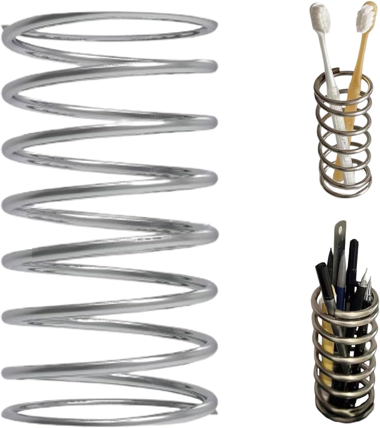 Spring-Shape Stainless Steel Toothbrush Holder