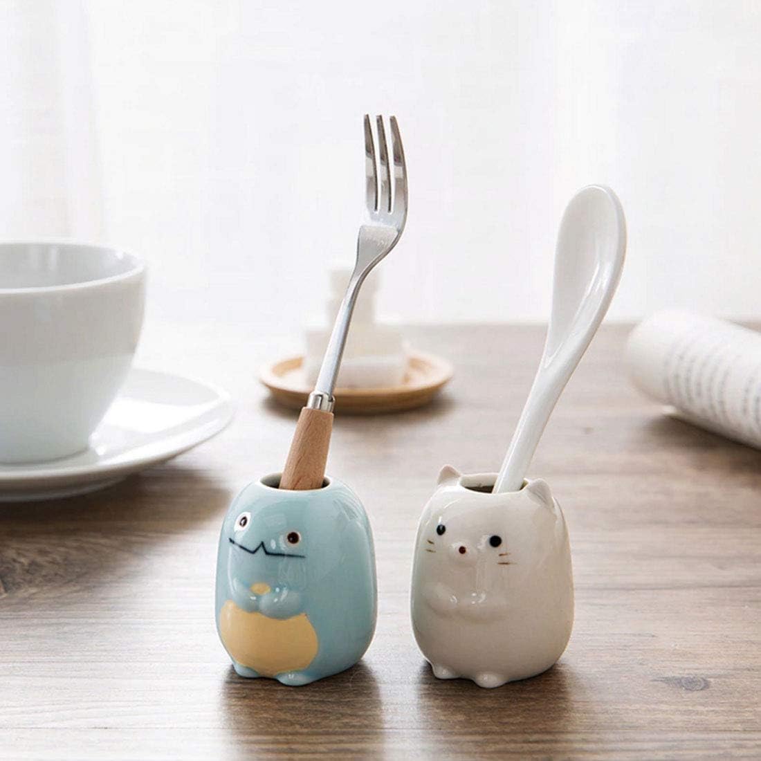 GARASANI Mini Ceramic Tooth Brush Holder for Kids Toothpick Stand White Design
